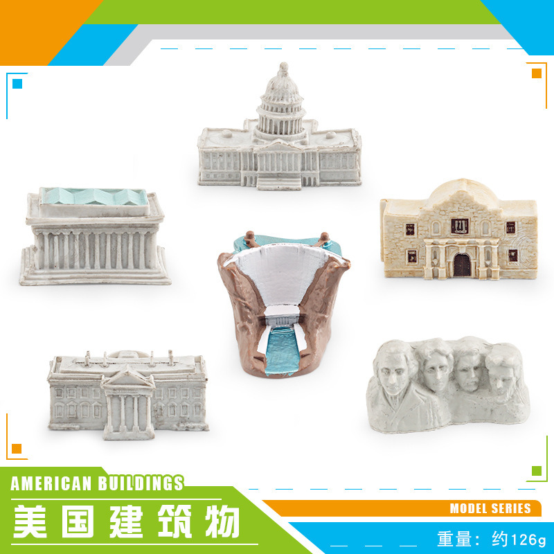 Transfronterizo simulación Tiantan Buda campanario Gran Muralla Isla de Pascua Templo mundo arquitectura traje modelo decoración juguete