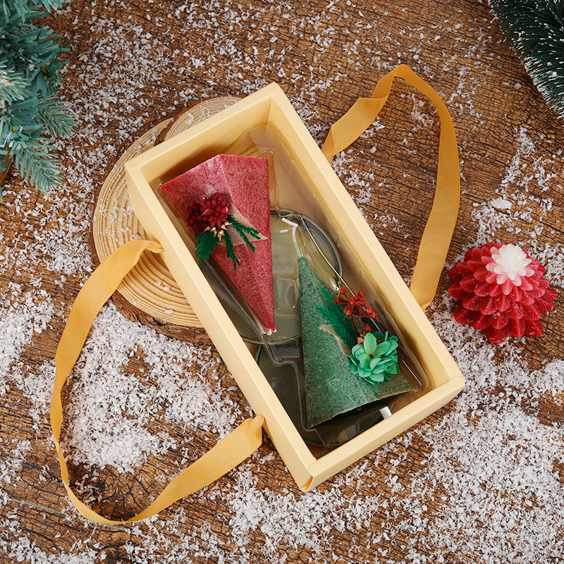 Enfeite de vela natalina criativo em formato de pinheiro com flocos de neve, estilo INS, para nicho ou presente sofisticado._voghion.com