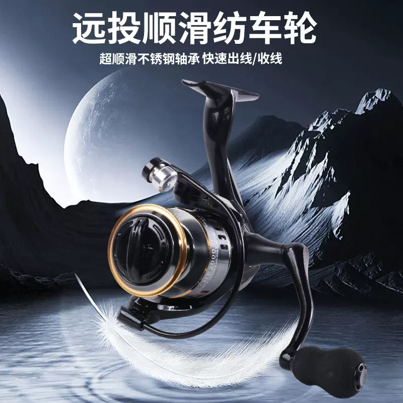 厂家HE远投全金属仿车轮 打黑筏钓远抛鱼线轮 渔轮路亚纺车轮