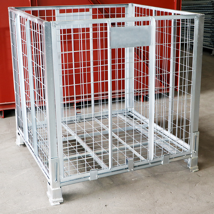 瓶胚笼 折叠式电镀锌轻型仓储笼 可堆叠角钢仓库笼不带门金属网箱