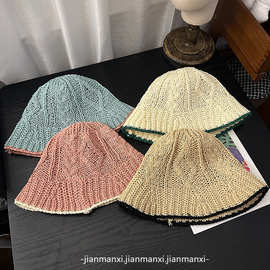 新款麻花夏季防晒渔夫帽女文艺清新出游百搭遮阳透气显脸小水桶帽