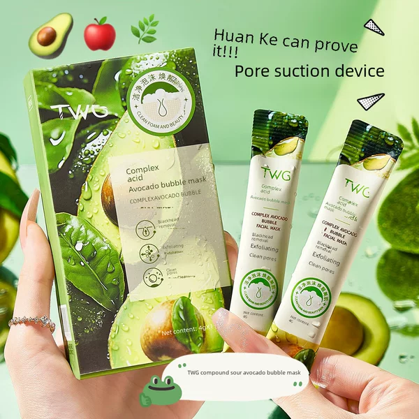 TWG compound sour avocado bubble mask facial pore cleaning automatic foaming apply avocado instant noodles