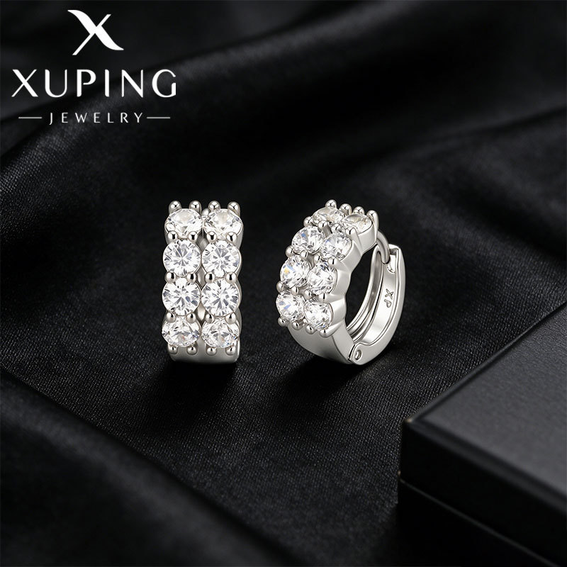 Xuping joyería estilo de moda europea y americana aretes exagerados doble fila brillante aretes de aretes de arroz de arroz pendientes de arroz transfronterizos aretes al por mayor