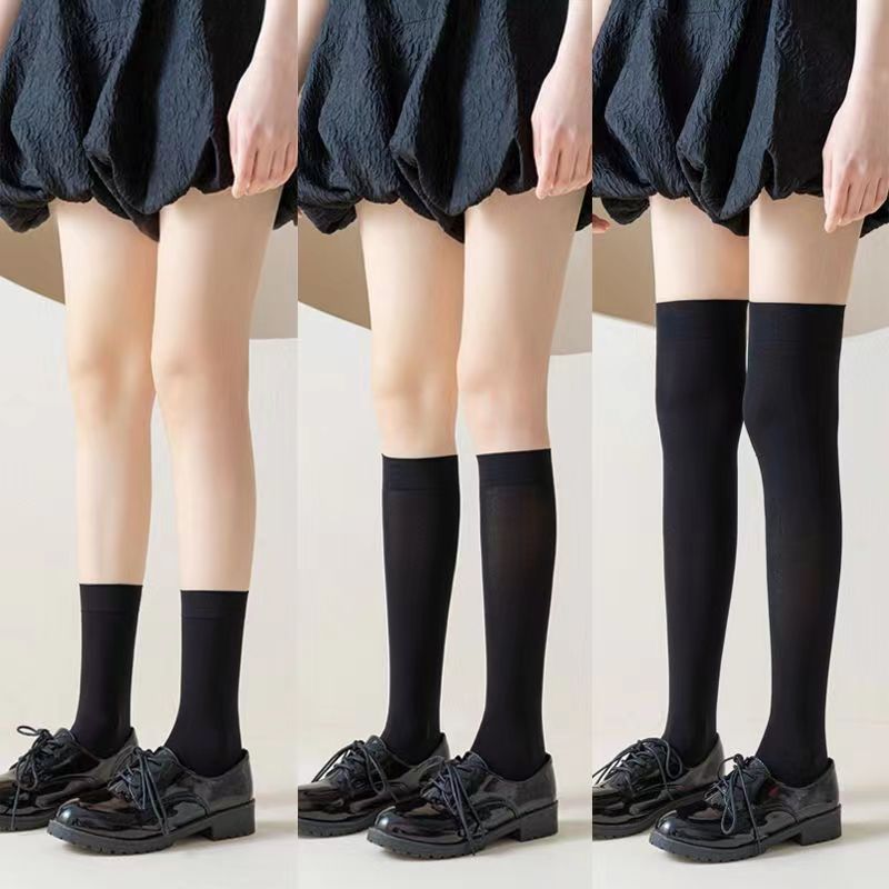 Tres pares envío gratis calcetines de pantorrilla de verano fino negro JK medias de presión flaco sobre la rodilla Calcetines de media pantorrilla