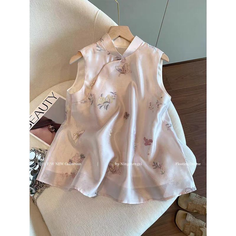 New Chinese Style Butterfly Embroidered Organza Vest for Women 2025 Summer New French Style Super Fairy Elegant Sleeveless Top Korean