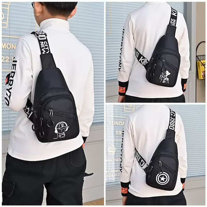 儿童胸包男女童韩版小斜挎包包小孩户外宝宝时尚个性小背包腰包潮