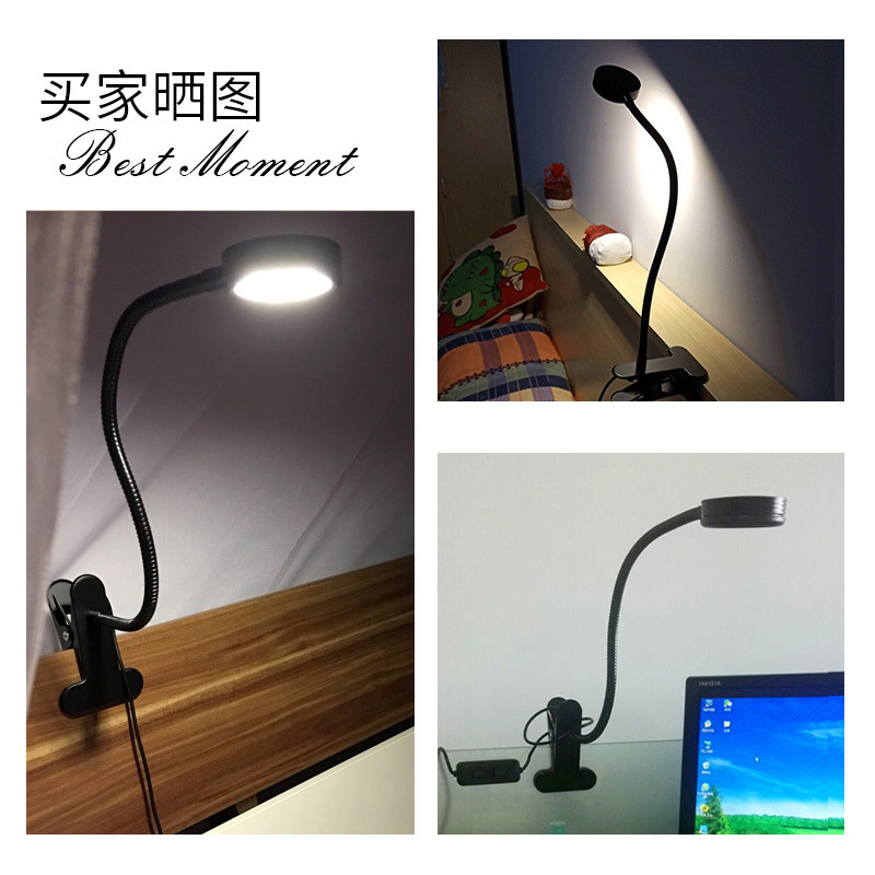 Zhongzhiyi LED ベッドルーム ベッドサイド ランプ 読書用 目の保護 小型テーブル ランプ 寮用 クリップオン プラグイン ワーク|undefined