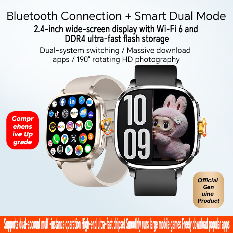 Private Model Wide-Screen S99 Card Watch with Full Square Appearance Android System Supports Dual System Wifi6 Morse Code