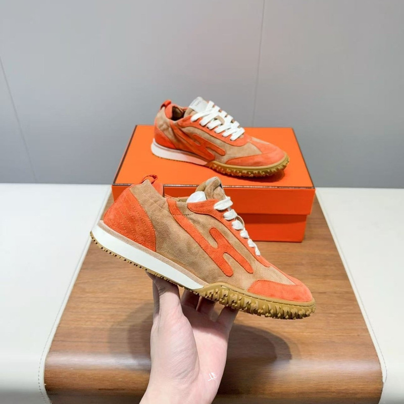 H Women's Shoes 2025 Suede Color Matching Moral Training Shoes for Female Couples Lace-Up Sports Shoes Retro Breathable Wear-Resistant Trend