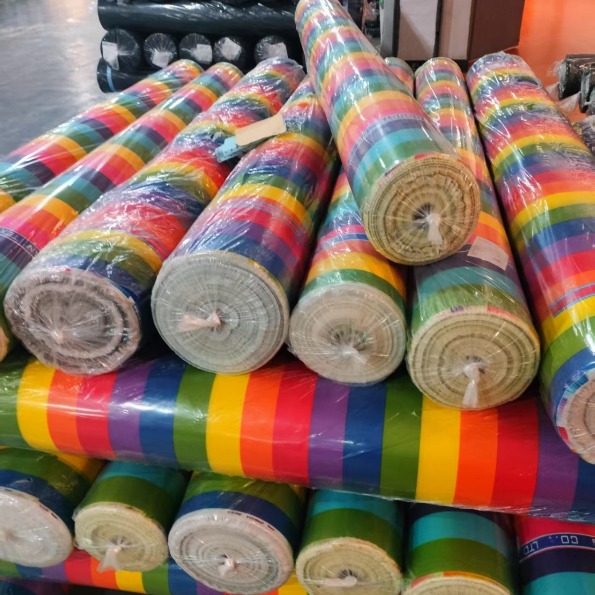 Alfombra infantil de tela Oxford a rayas de arcoíris, antideslizante, gruesa, para exteriores, sin olor ni decoloración