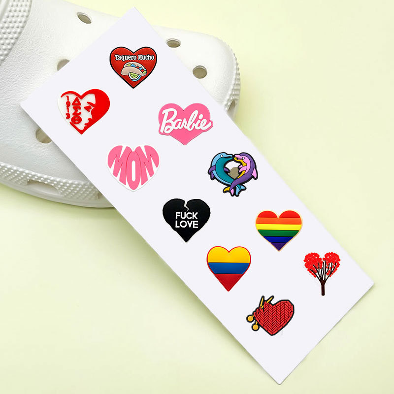 Cross-Border New Valentine's Day Pvc Soft Rubber Clogs Shoe Flower Set Accessories Garden Shoe Flower Buckle Shoe Accessories Accessories