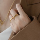 Золотое модное универсальное брендовое кольцо, легкий роскошный стиль, простой и элегантный дизайн, не выцветает