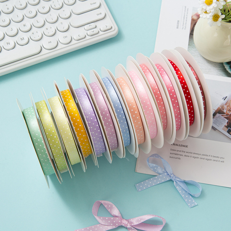 1cm Polka Dot Polyester Ribbon for Baking Gift Boxes, Fine Dot Ribbon for Gift and Flower Packaging, Decorative Polka Dot Bow Ribbon 1cm Polka Dot Polyester Ribbon for Baking Gift Boxes, Fine Dot Ribbon for Gift and Flower Packaging, Decorative Polka Dot Bow Ribbon