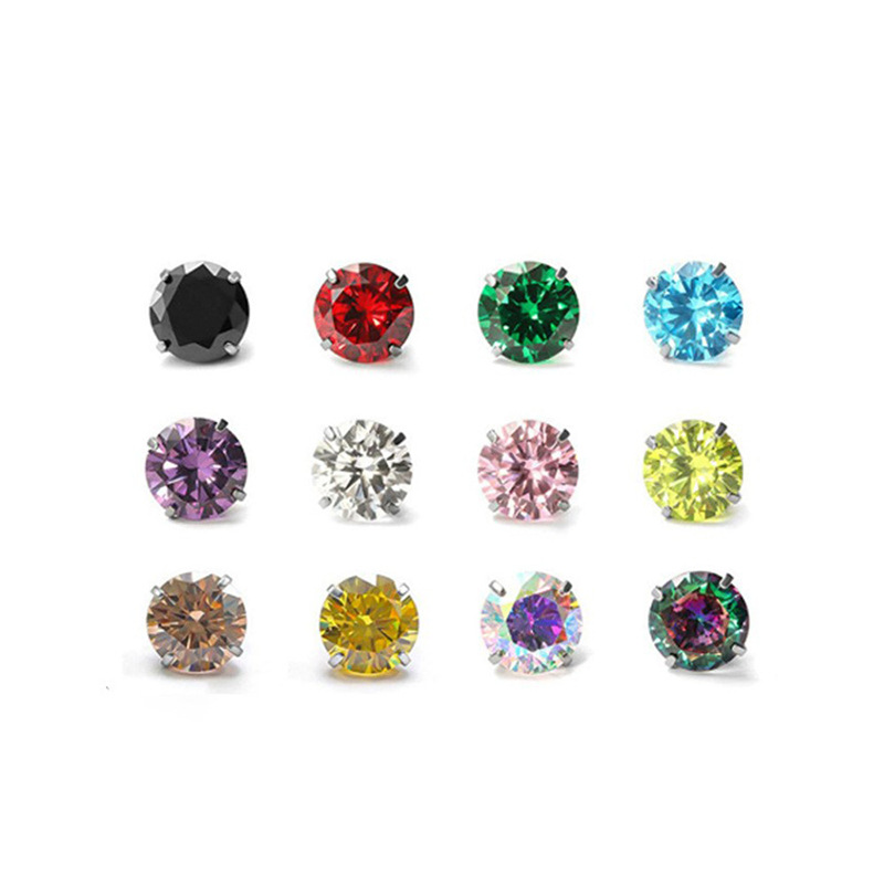 F136 Titanium Ear Studs with Four-Prong Pointed Base and 5A Zircon Replacement Head, G23 Titanium Lip Studs, Tongue Studs, Ear Bone Studs, Nose Studs detail image 7
