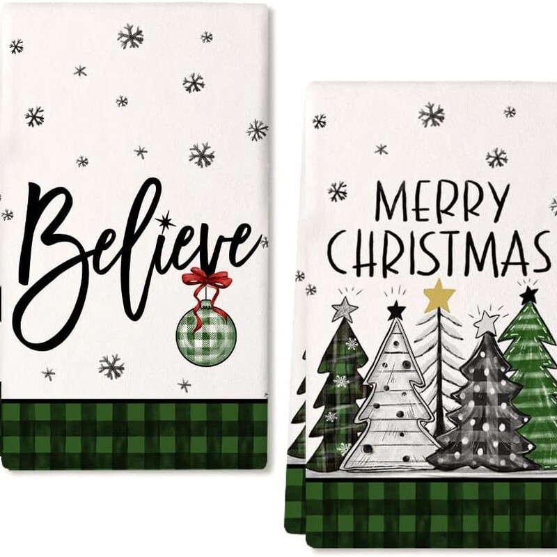 Cross-Border Temu Supply Microfiber Christmas Tree Holiday 3D Printed Towel Kitchen Absorbent Hand Towel Towel