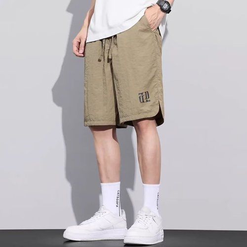 Men's Breathable Loose Youth Fashion Short Sleeve Trousers 2025 Summer, 5-inch Hem, Quick-drying Casual Trendy