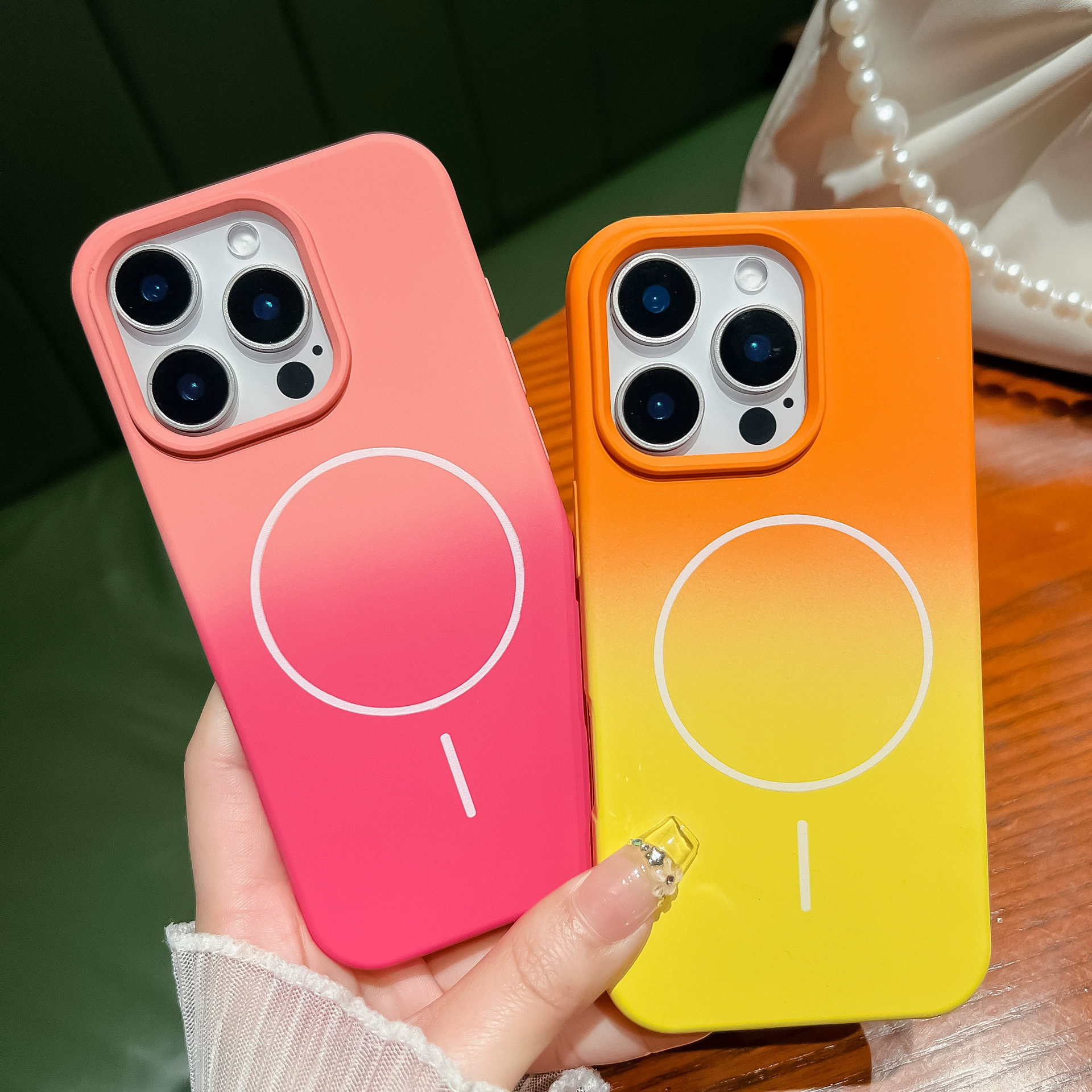 Совместимый двухцветный чехол для телефона Apple, для iPhone 15, защитный чехол, iPhone, градиент, 15 Promax
