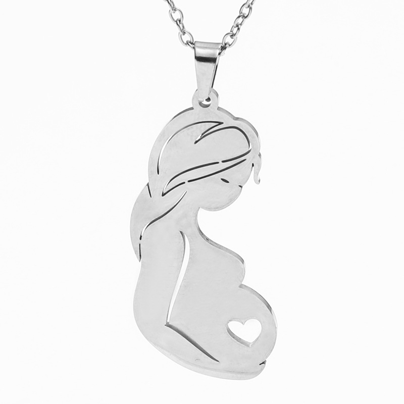 Big Belly Mother Titanium Steel Necklace display picture 6