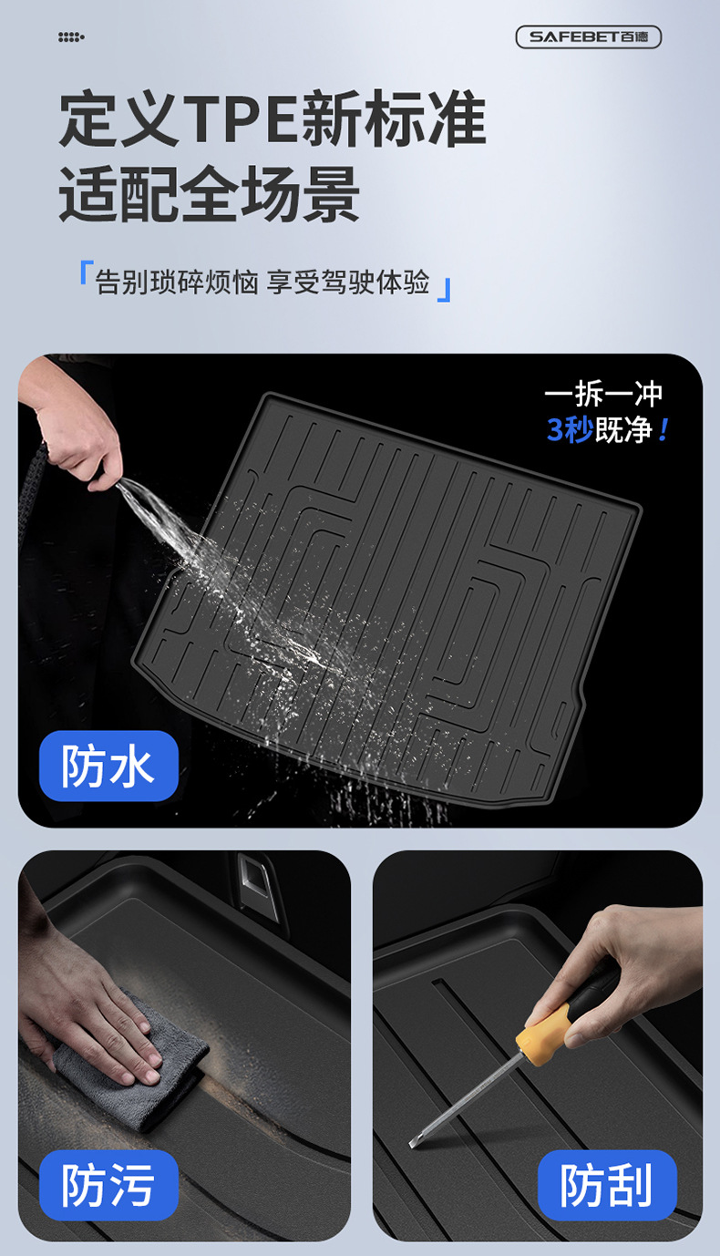 Suitable for Hongqi H6, HS3, HS5, HS6, PHEV, E-QM5, special colorful TPE car trunk mat