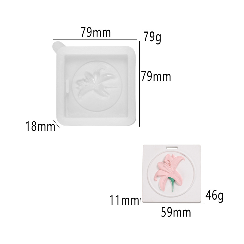 香薰车载挂牌模具花朵造型diy扩香石膏香氛衣橱香片蜡片硅胶模具|undefined