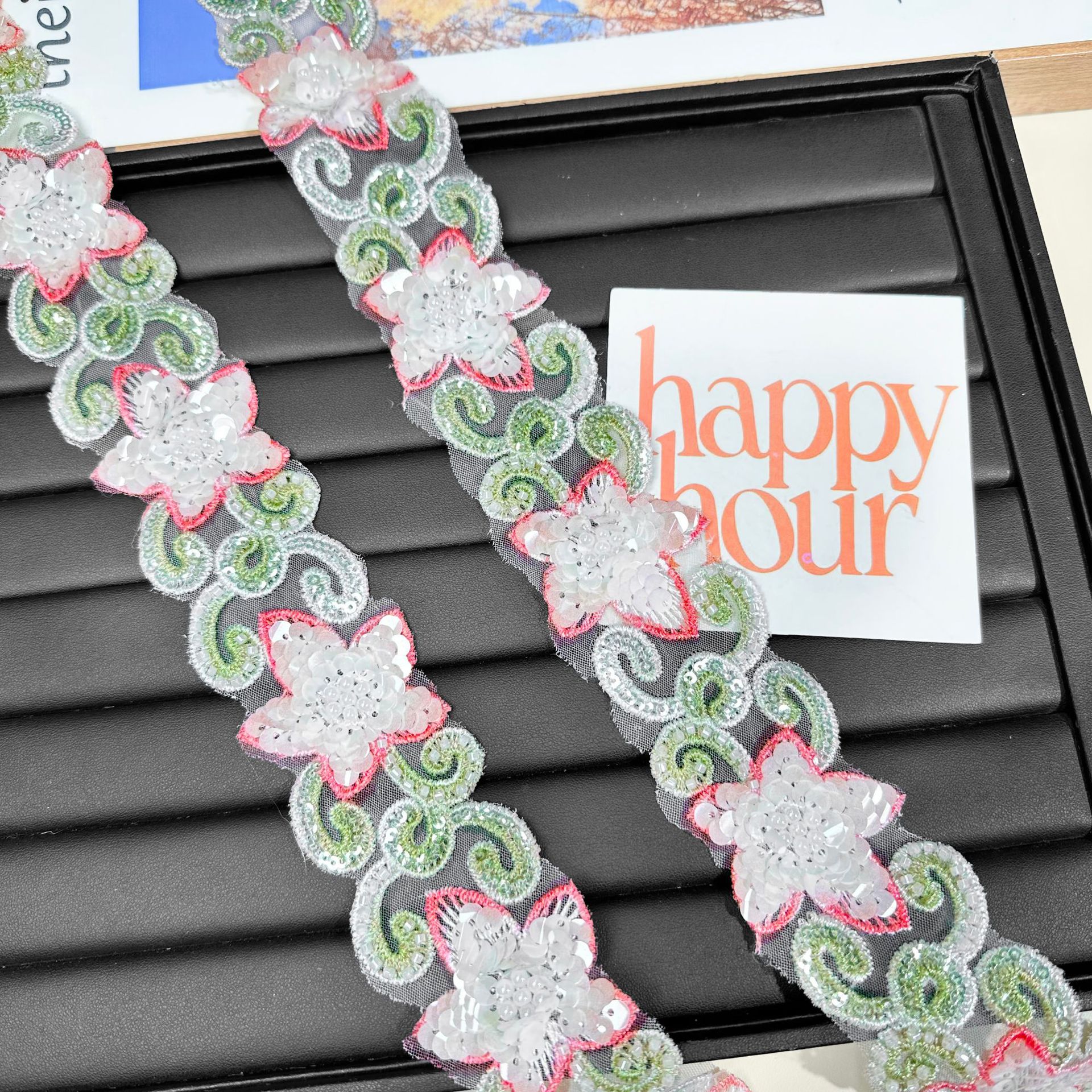 Nuevo bordado de sequillas flores de encaje de red código de barras accesorios de bordado vestido de boda accesorios de decoración de ropa china color