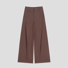 复古棕色阔腿裤女早秋季休闲裤子2025新款春秋高腰抗皱直筒风笛裤