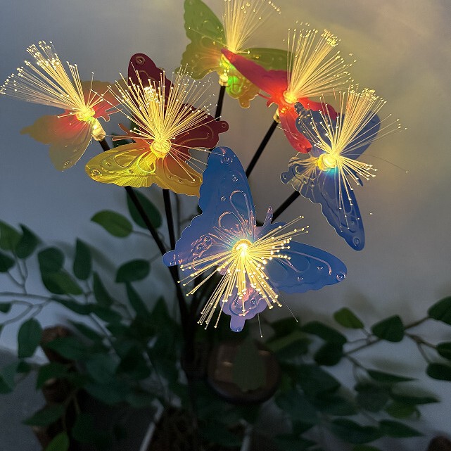 Solar Fiber Optic Butterfly Floor Light Outdoor Courtyard Mushroom Bee Floor Light Lawn Light Butterfly Landscape Light