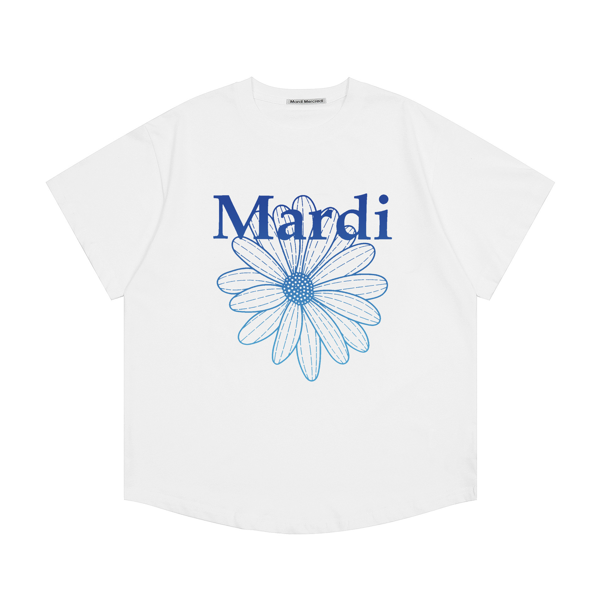 現物韓国潮牌Mardi半袖女性25夏新作デイジープリント丸襟純綿上着tシャツ代発