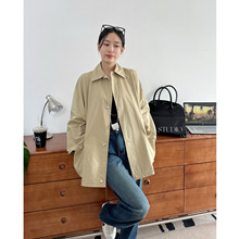 北欧小众TT！2024秋季复古廓形挺阔oversize棉质肌理感工装风衣女