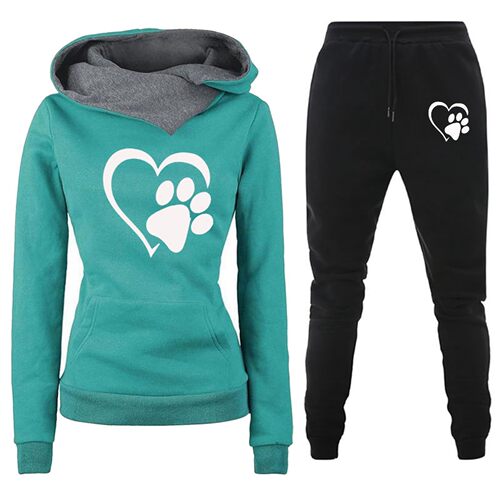 New Spring Autumn Winter Casual Sports Set Heart Letter Print Women's Same Style Hooded Sweatshirt Set Trendy