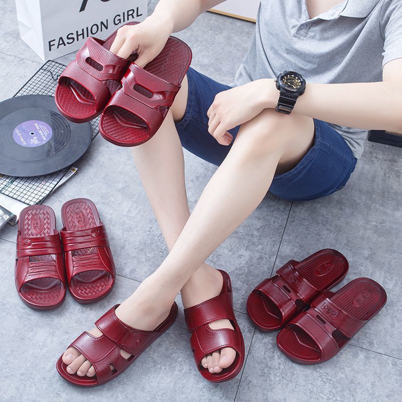 Middle-aged and elderly men's summer men's slippers plastic grandfather and father wear-resistant non-slip soft bottom thick bottom home bathroom for the elderly