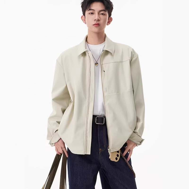 American-Style Straight-Shoulder Business Jacket for Men, Spring and Autumn, High-End, Stylish, Three-Proof Softshell Short Workwear Zip-Up Jacket, Trendy
