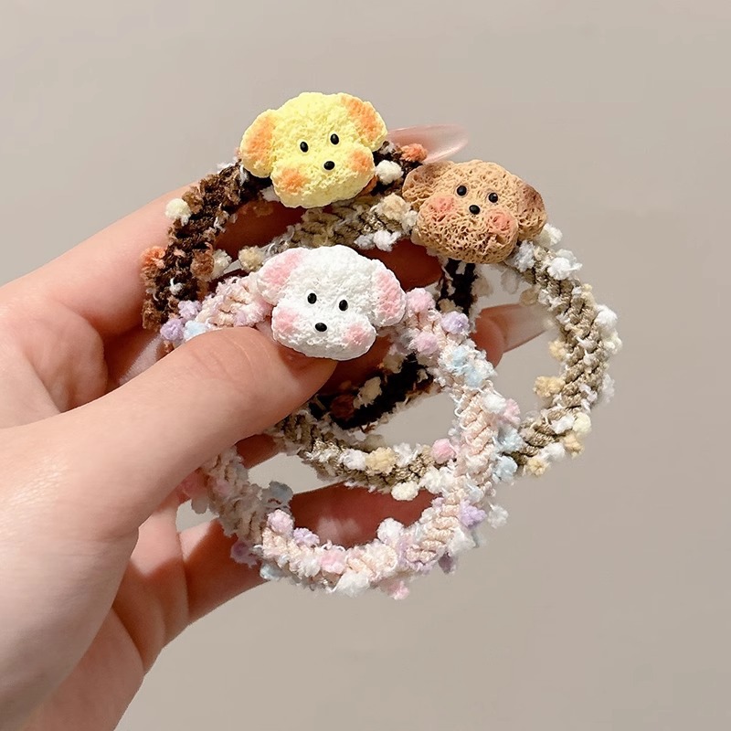 Cuerdas de cabeza de cola de caballo alta colorida banda de goma de dibujos animados para niños cuerdas de cabello de alta elasticidad duradera cubierta de cabello de cuero