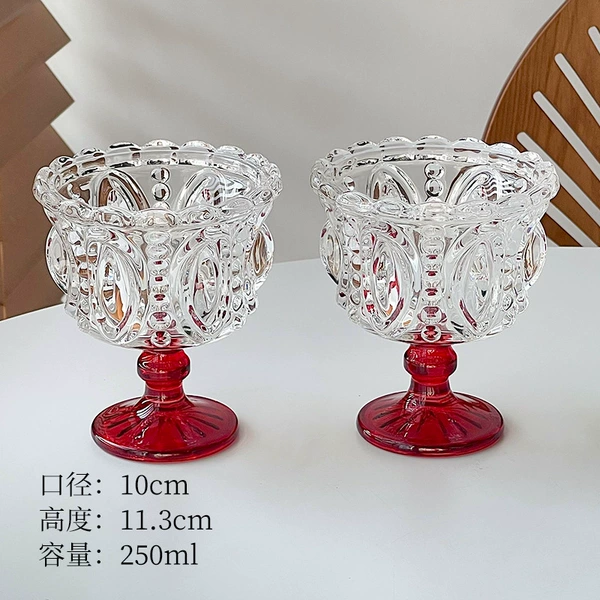 Crystal Embossed Goblet-Red [2 Pack]₲