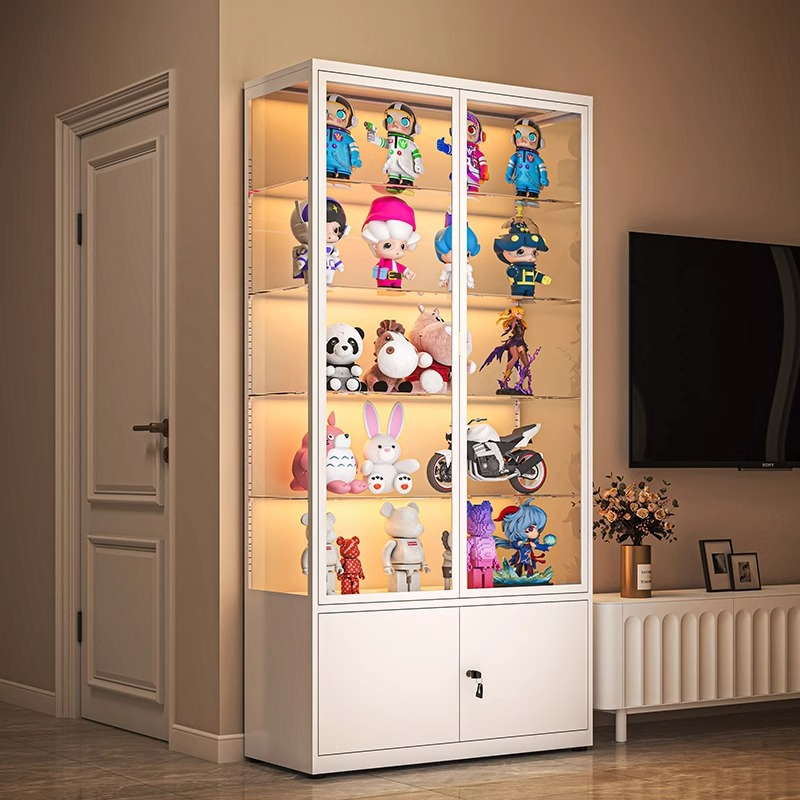 Gabinete de exhibición casero hecho a mano puerta de vidrio a prueba de polvo Gabinete de almacenamiento de libros Gabinete de exhibición de vinos Gabinete de almacenamiento de juguetes
