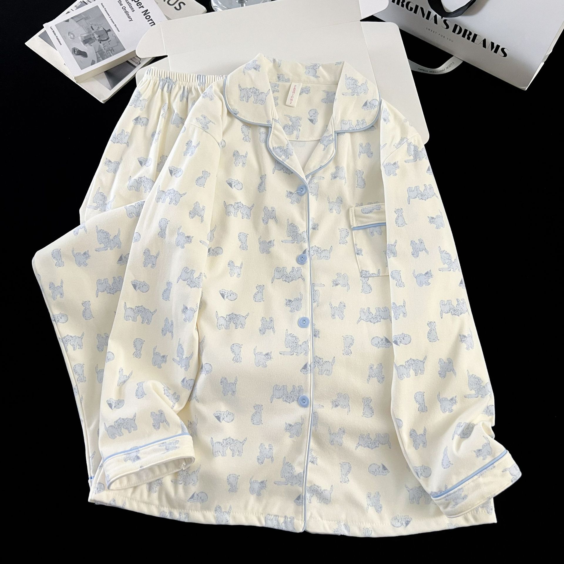 Invierno al por mayor transfronterizo 260G Cardigan grueso de dibujos animados calentamiento pijamas de mujeres cómodas mangas largas pantalones largos ropa para el hogar