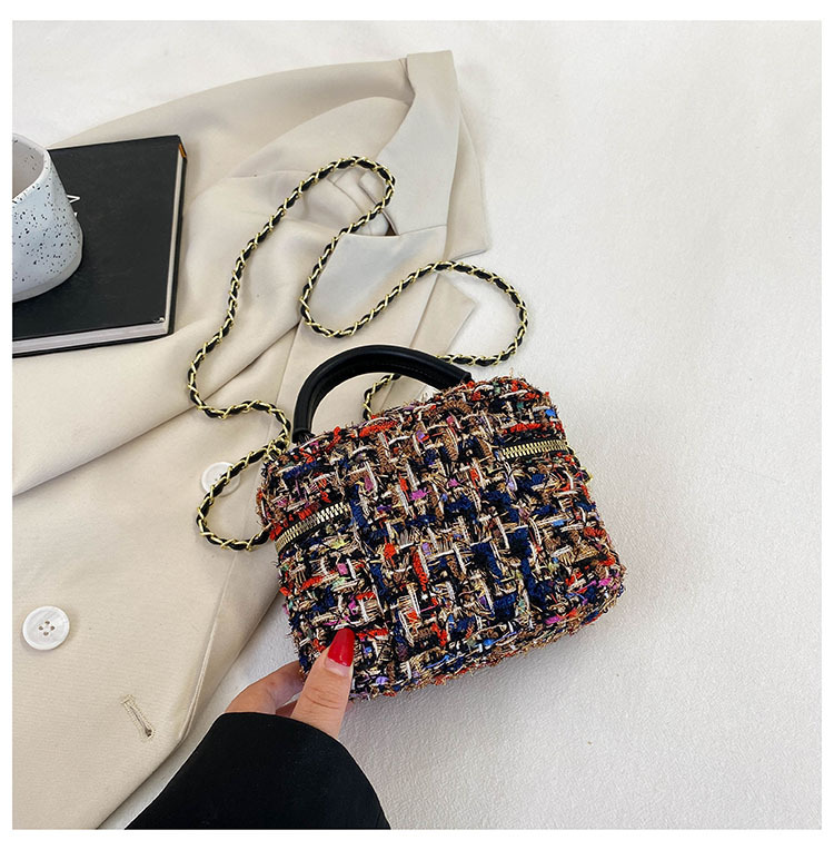 2023 borsa a tracolla scozzese semplice a tracolla in lana intrecciata di nuovo stile, piccola borsa quadrata per donna_voghion.com