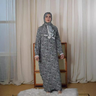 Muslim Comfortable Breathable Scarf One-piece Prayer Robe Fashion African Print Robe