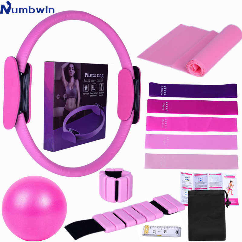 Numbwin女式 14 件普拉提圈套装瑜伽健身可调节手脚负重腕块盒装|undefined