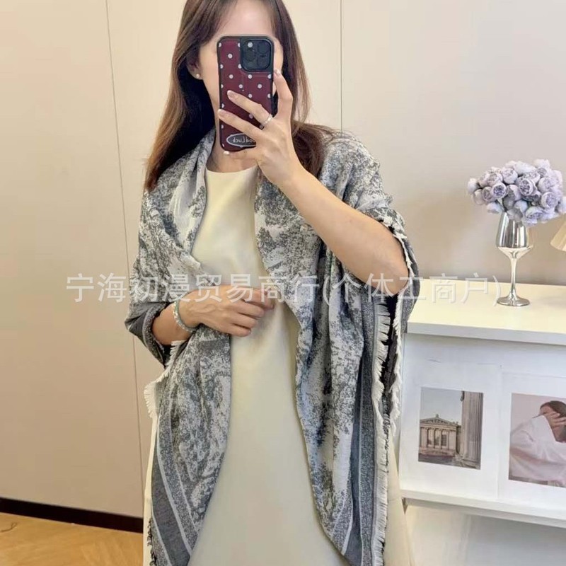 江疏影同款仿羊绒围巾女秋冬氛围感保暖双面围脖高级感两用大披肩|undefined