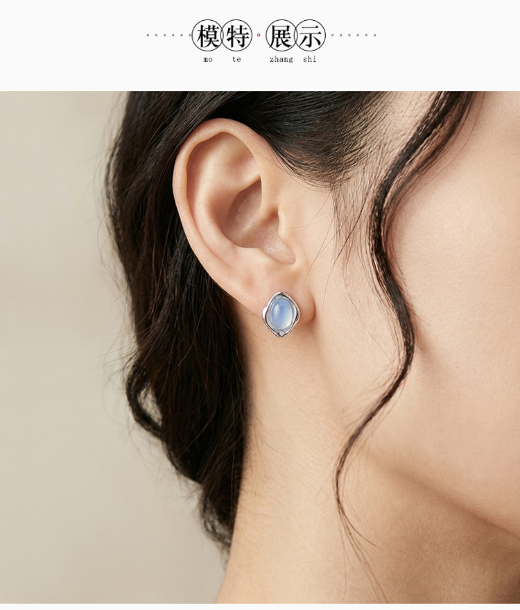 Bông tai bạc 925 hình tròn đơn giản, thanh lịch — Cặp đôi chi tiết 6