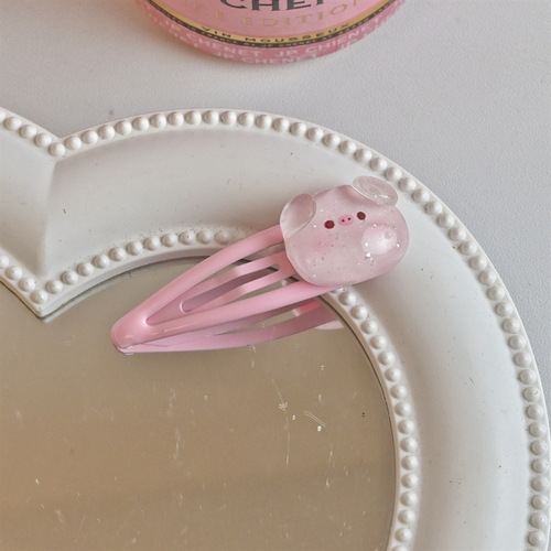 Transparent Pig Hair Clip Cartoon Cute BB Clip Ins Pink Girl Couple Hand Strap Dual-Purpose Cartoon Headwear Hair Accessories