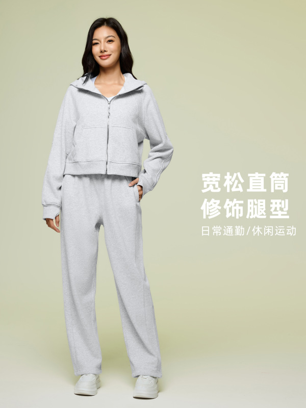 加绒卫裤女宽松抽绳束脚裤秋冬加厚运动裤直筒百搭休闲长裤D25134|undefined