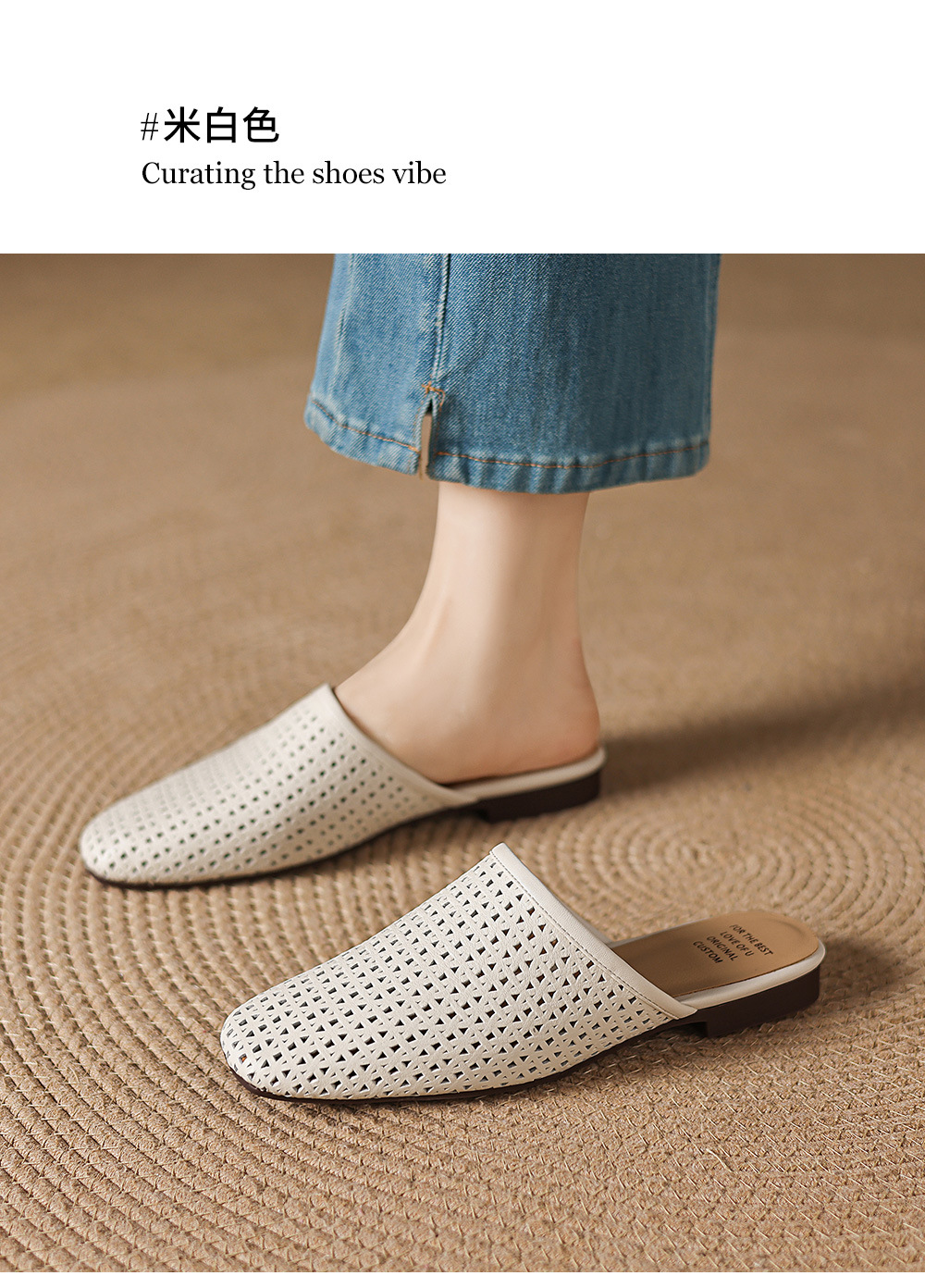Dép sandal nữ quai chữ V đế bệt da bò mùa xuân hè — đen chi tiết 7