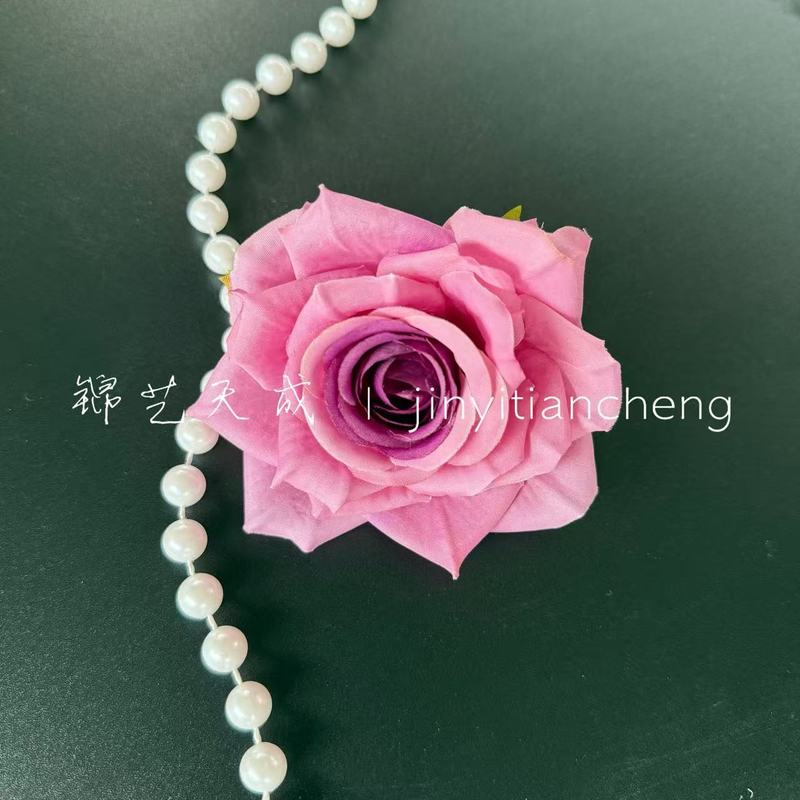10cm复古玫瑰花头仿真花簪花头饰diy材料鞋扣配件520花艺婚礼布置|undefined