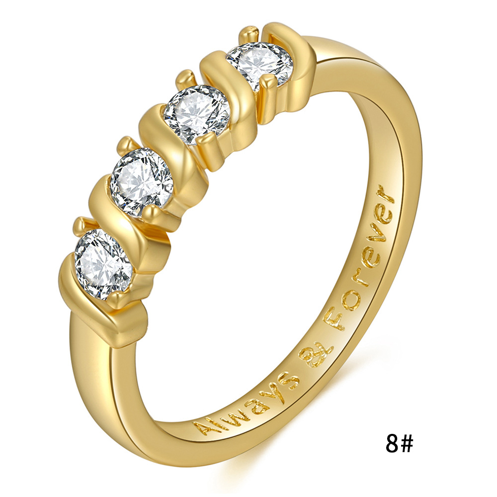 Estilo Simple Europeo Y Americano Nuevo Anillo Anillo De Circón Hembra Cobre Plateado 18k Punto De Joyería De Oro display picture 6