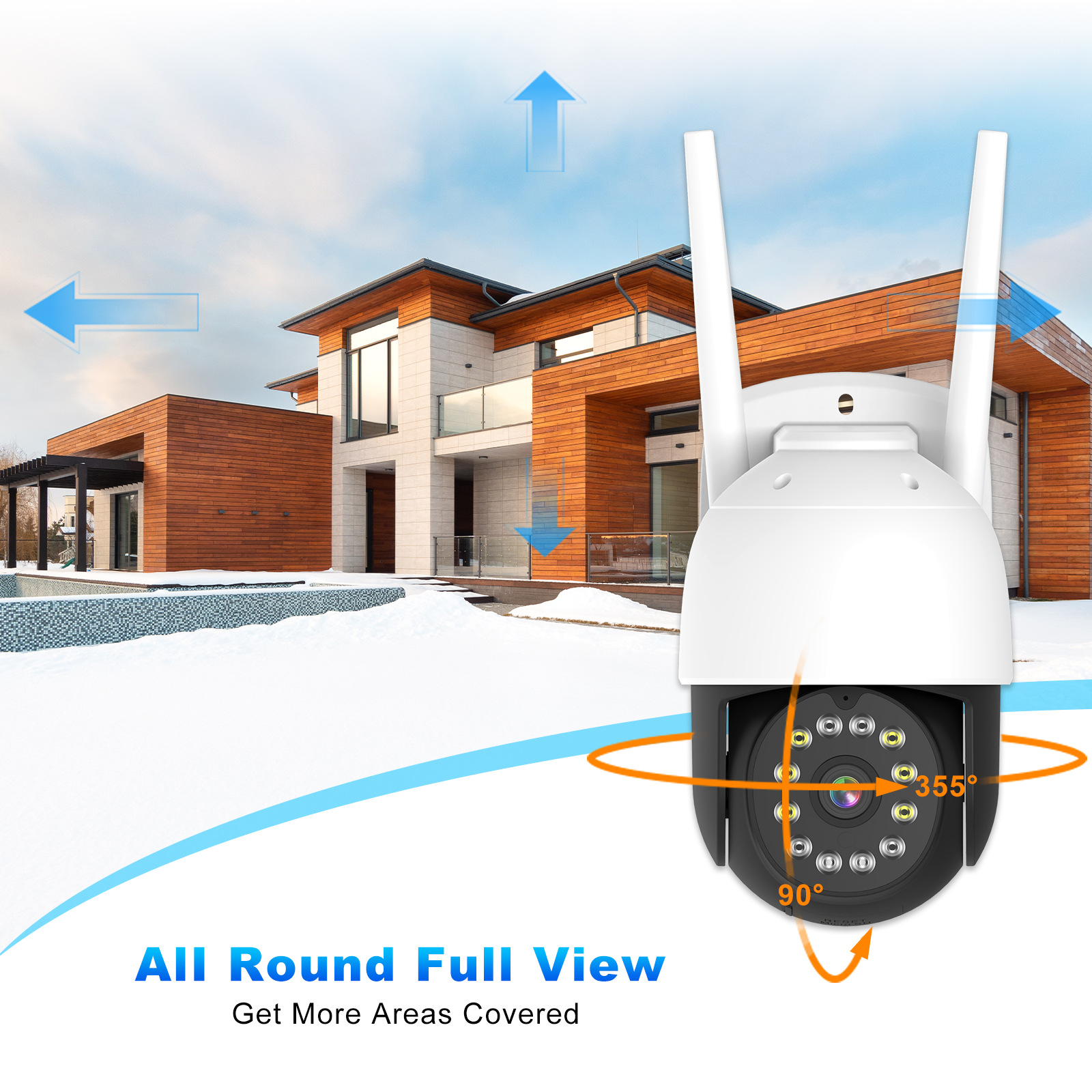 Fuente fábrica cámara PTZ exterior fuente de luz dual detección de movimiento comercio exterior explosión transfronteriza PTZ HD monitor