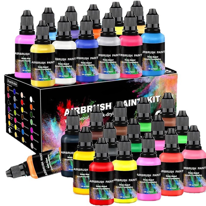 Spray gun paint set cross-border 28/12 color 30ML multifunctional water-based acrylic model paint DI