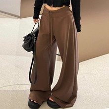 咖色阔腿裤女2025秋季新款高腰直筒宽松显瘦垂感春秋运动裤卫裤子