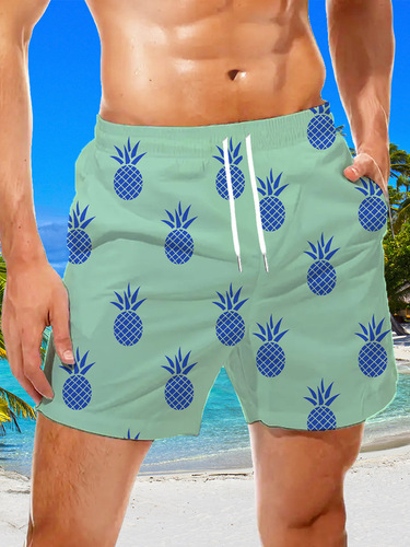 2025 Cross-border AliExpress Summer New Fashion Casual Men's Beach Pants 3D Floral Digital Printing Pull-down